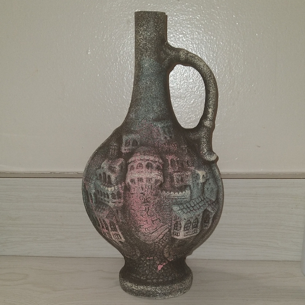 Vintage RARE Georgia Ceramic Clay Red Wine Bottle Decanter